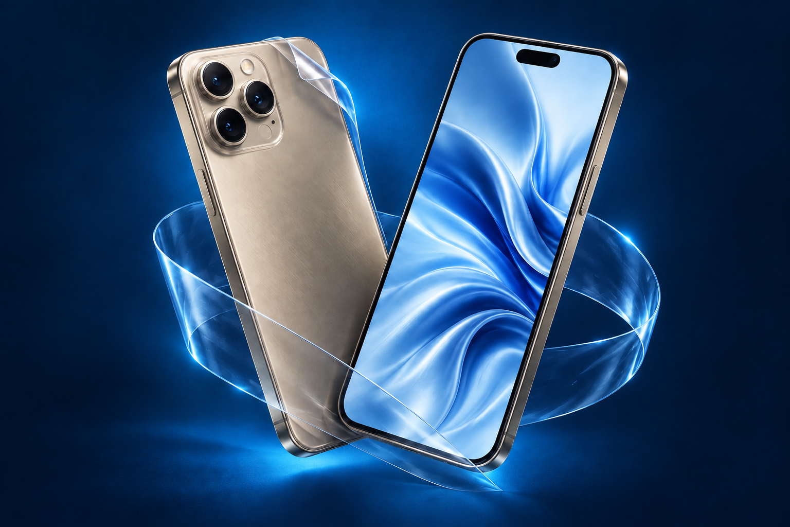 Two phones covered with clear protective film